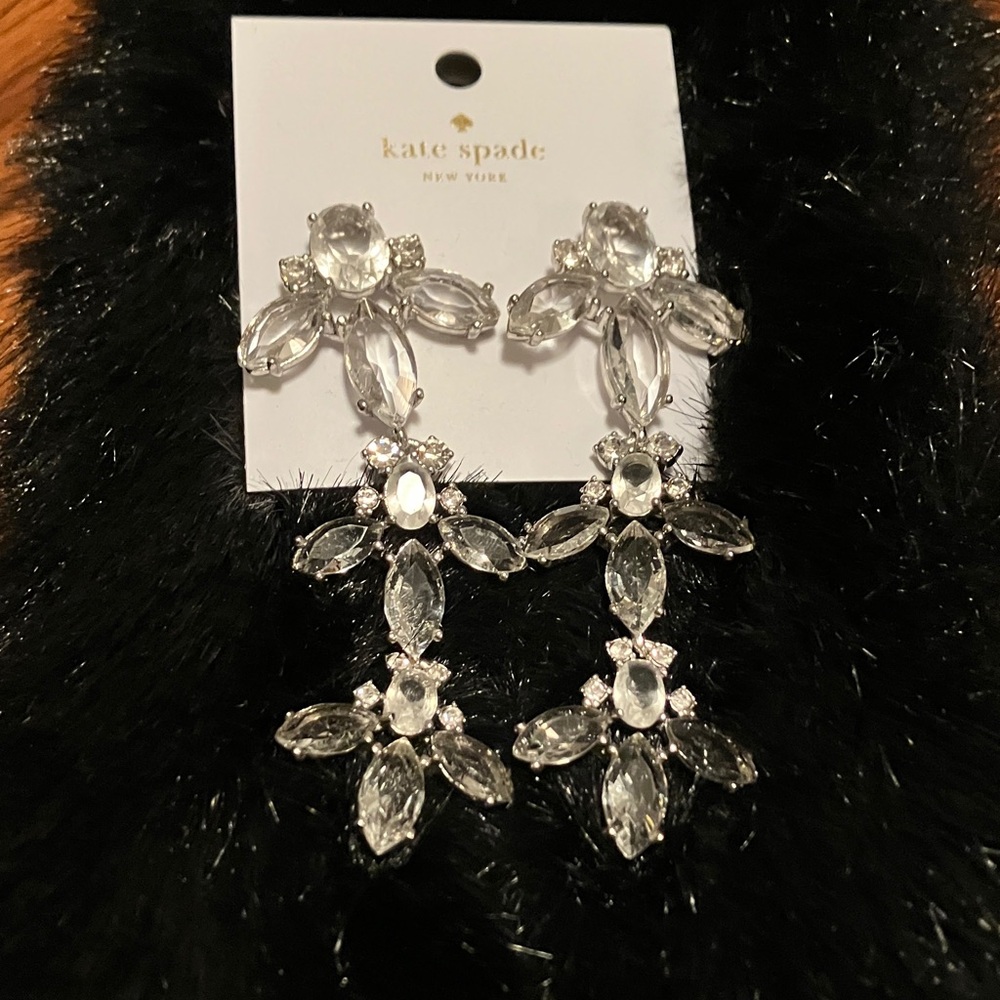 KATE SPADE. Clear Crystal chandelier Statement Earrings. Gorgeous!  NWT - Picture 3 of 8